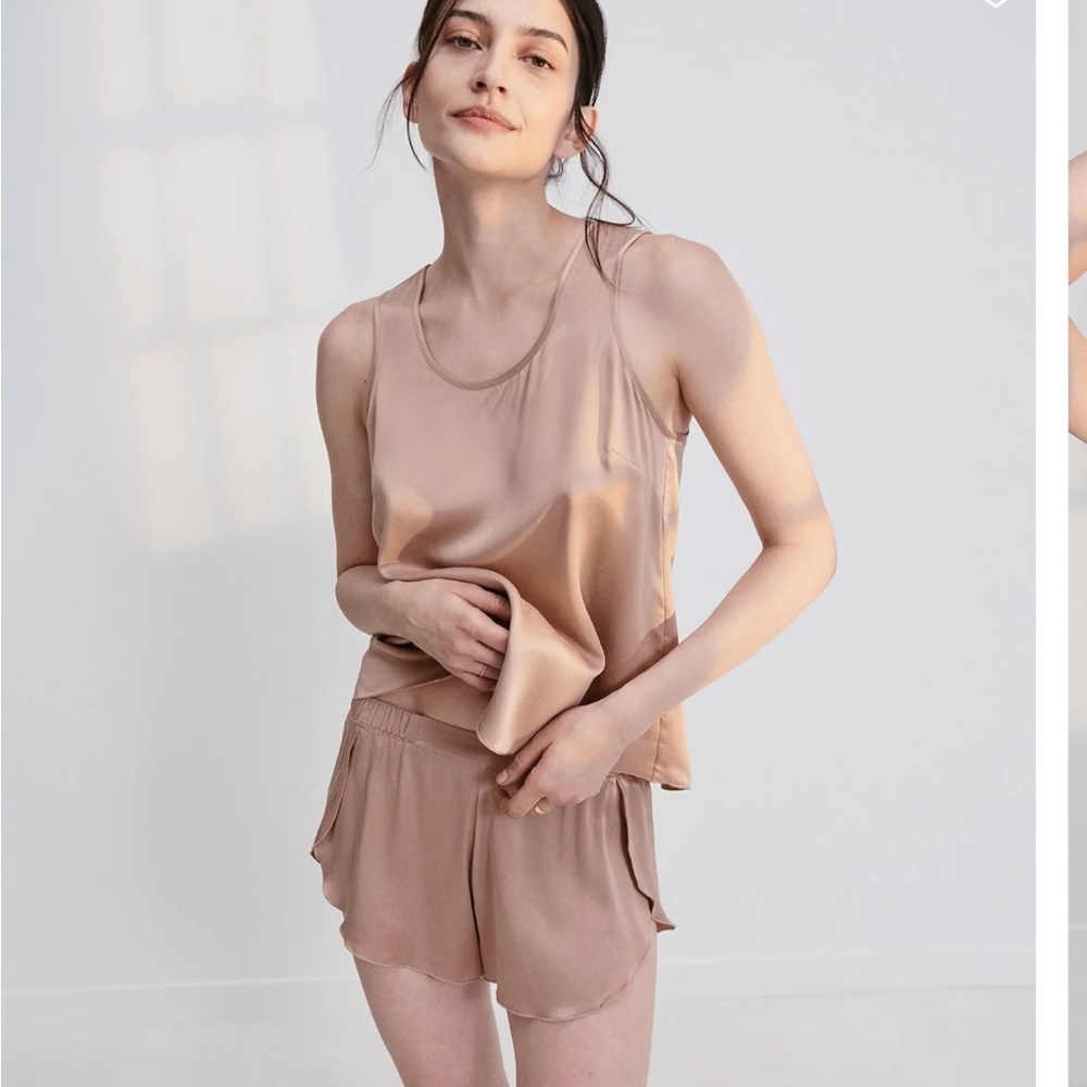 LUNYA WASHABLE SILK SET ‘OTIUM TAN’ SIZE S NWOT
